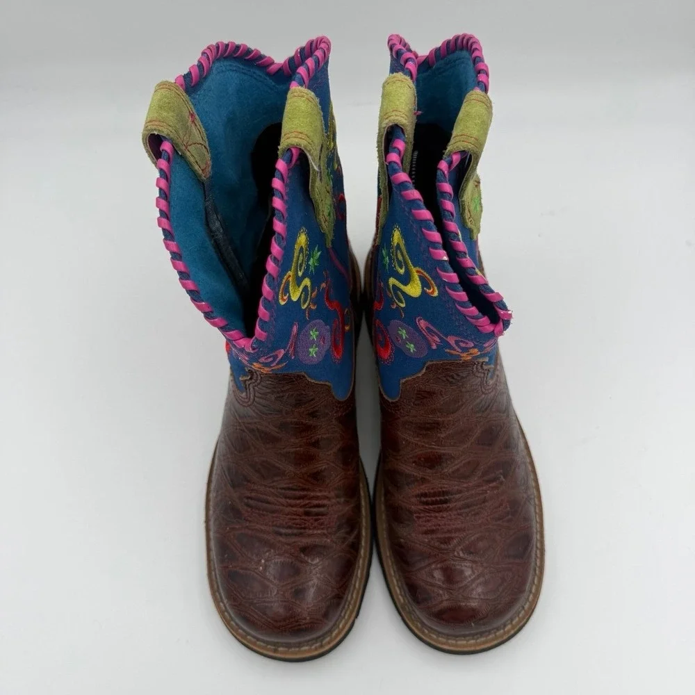 Kids‎ Ariat Showbaby Fiesta Sugar Skull Blue Western Cowboy Cowgirl Boot Size 4